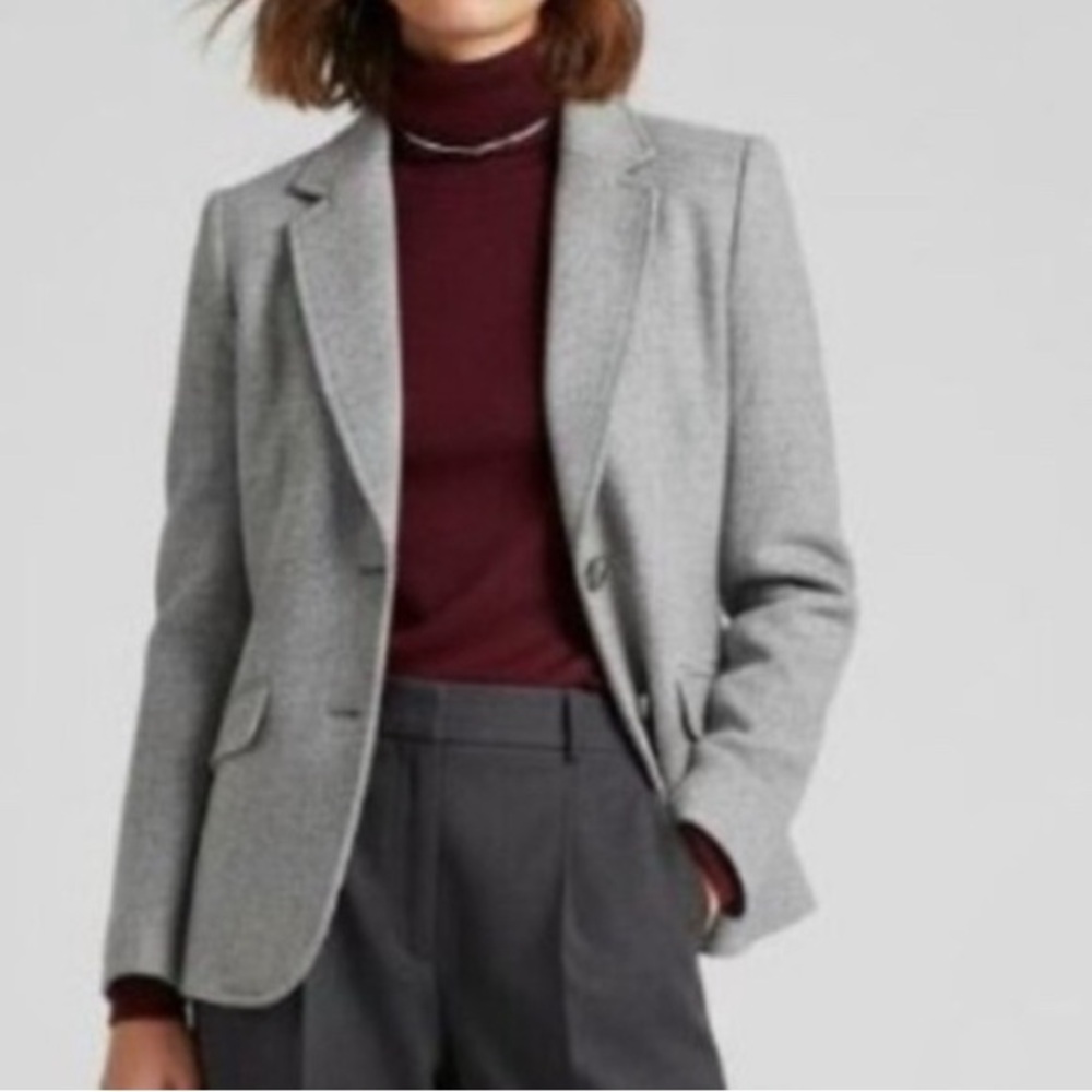 Talbots Gray Wool Blend Blazer Charcoal Tailored Jacket Business Casual Office